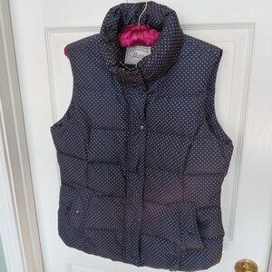 G.H Bass & Co. Navy Polka Dot Down & Feather Puffer Vest - size M